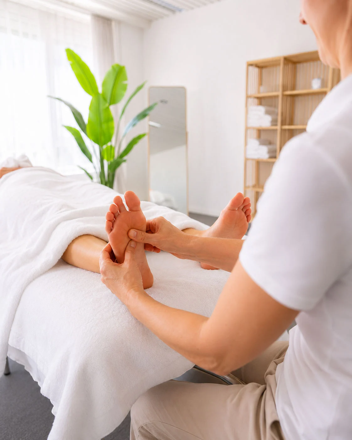 Fussreflexzonenmassage im Behandlungsraum in Baar, Baar